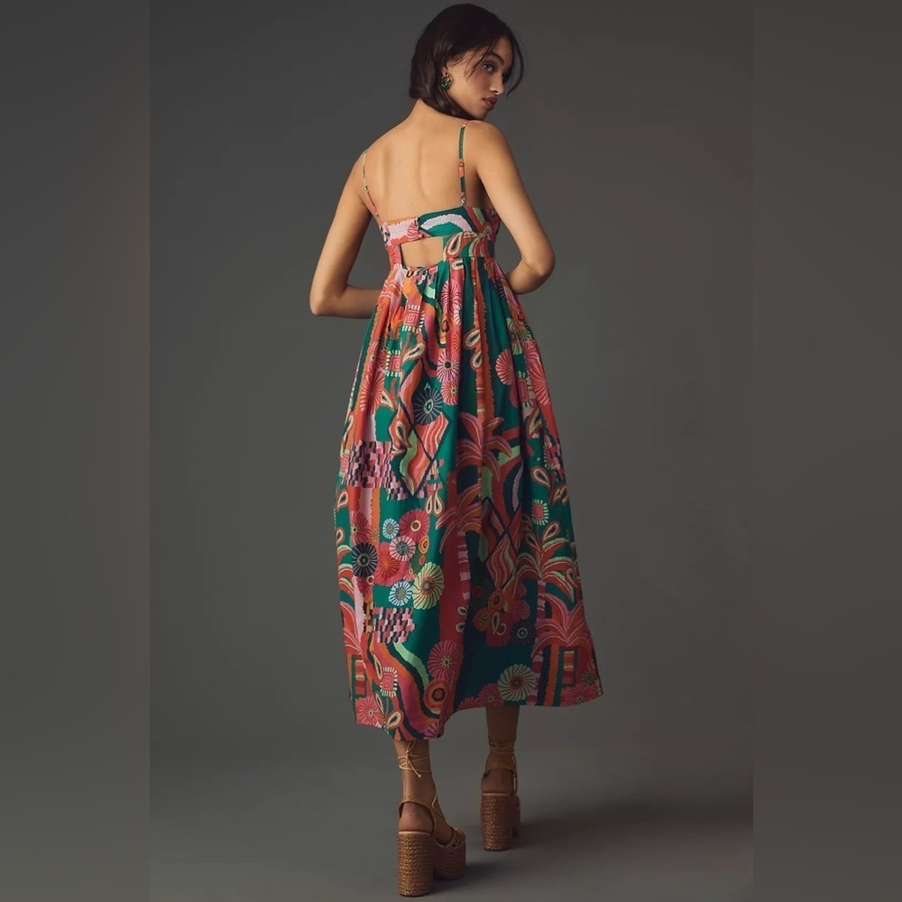 Farm Rio x Anthropologie Pleated Palm Midi Dress - Picture 3 of 10